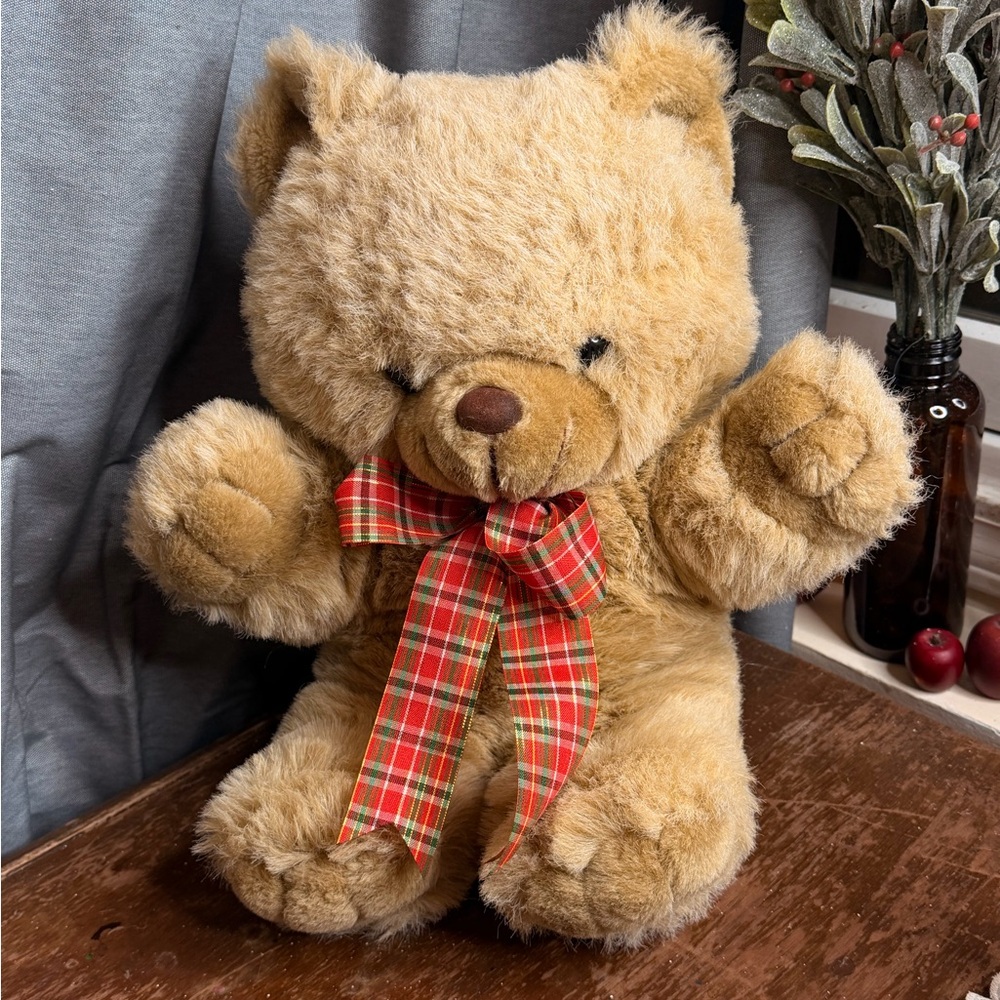 Vtg A & B Novelty Co Teddy Bear Plush 80s Brooklyn Doll Co Stuffed Animal 12”